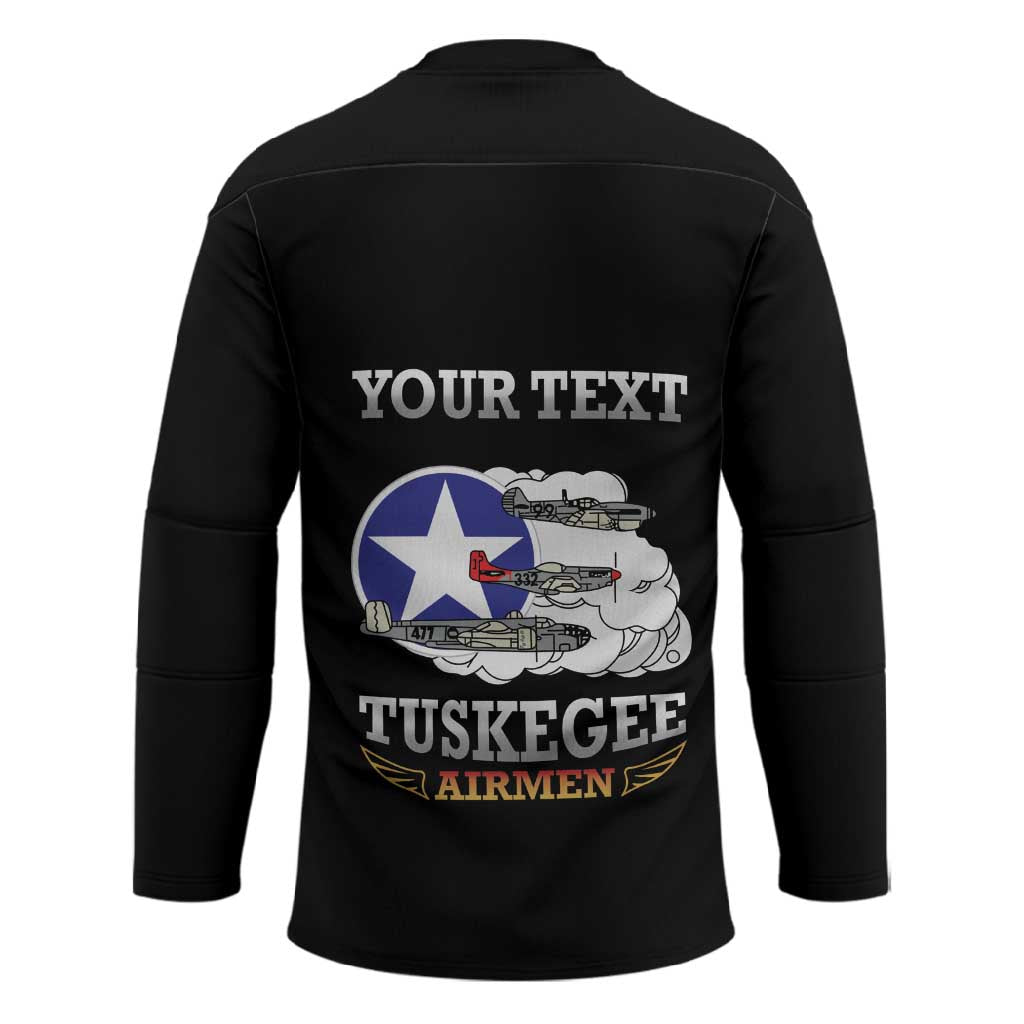 Personalized Red Tails Legacy Hockey Jersey Tuskegee Airmen WWII Heroes - Black Color