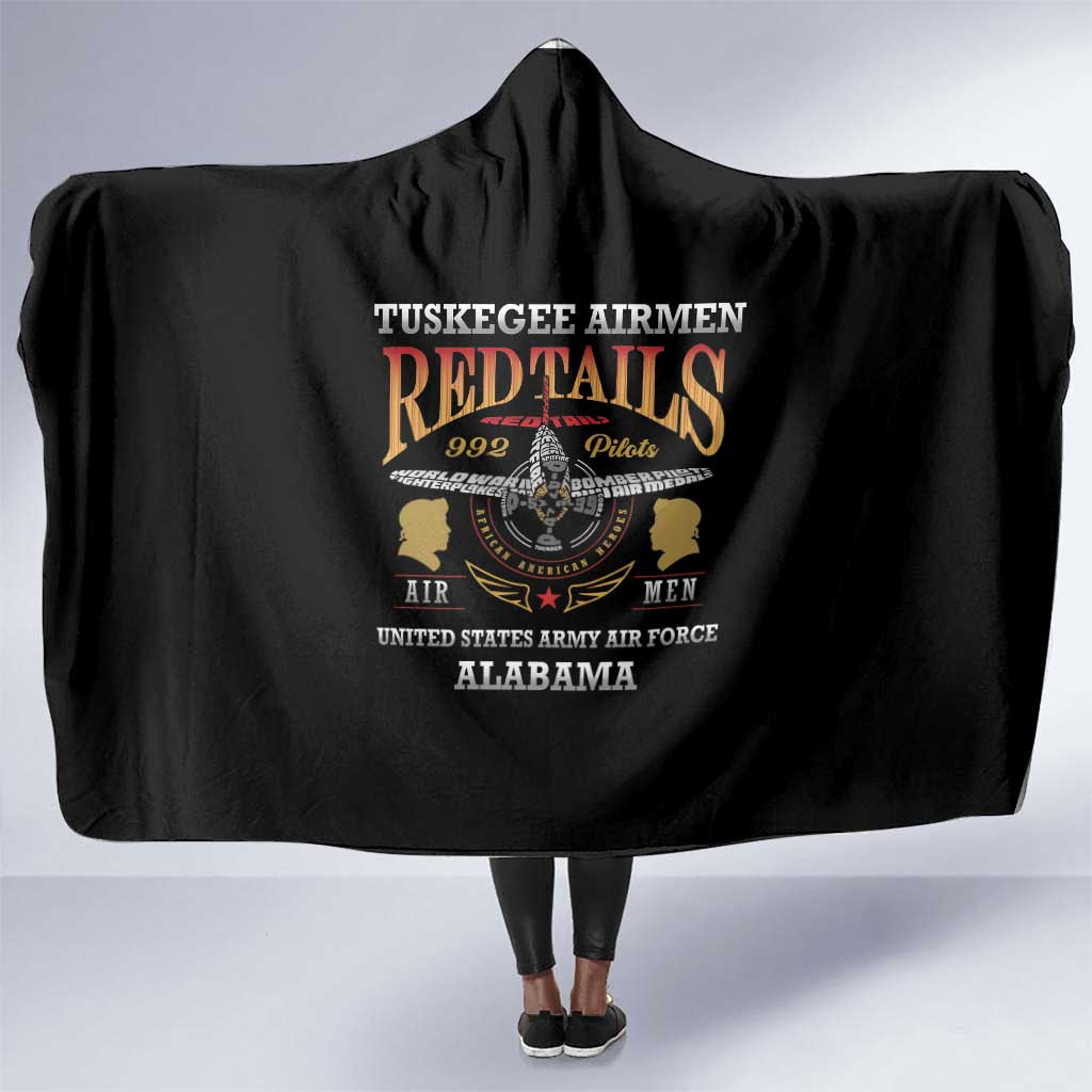 Red Tails Legacy Hooded Blanket WWII Legacy Tribute - Black Color - African Pride