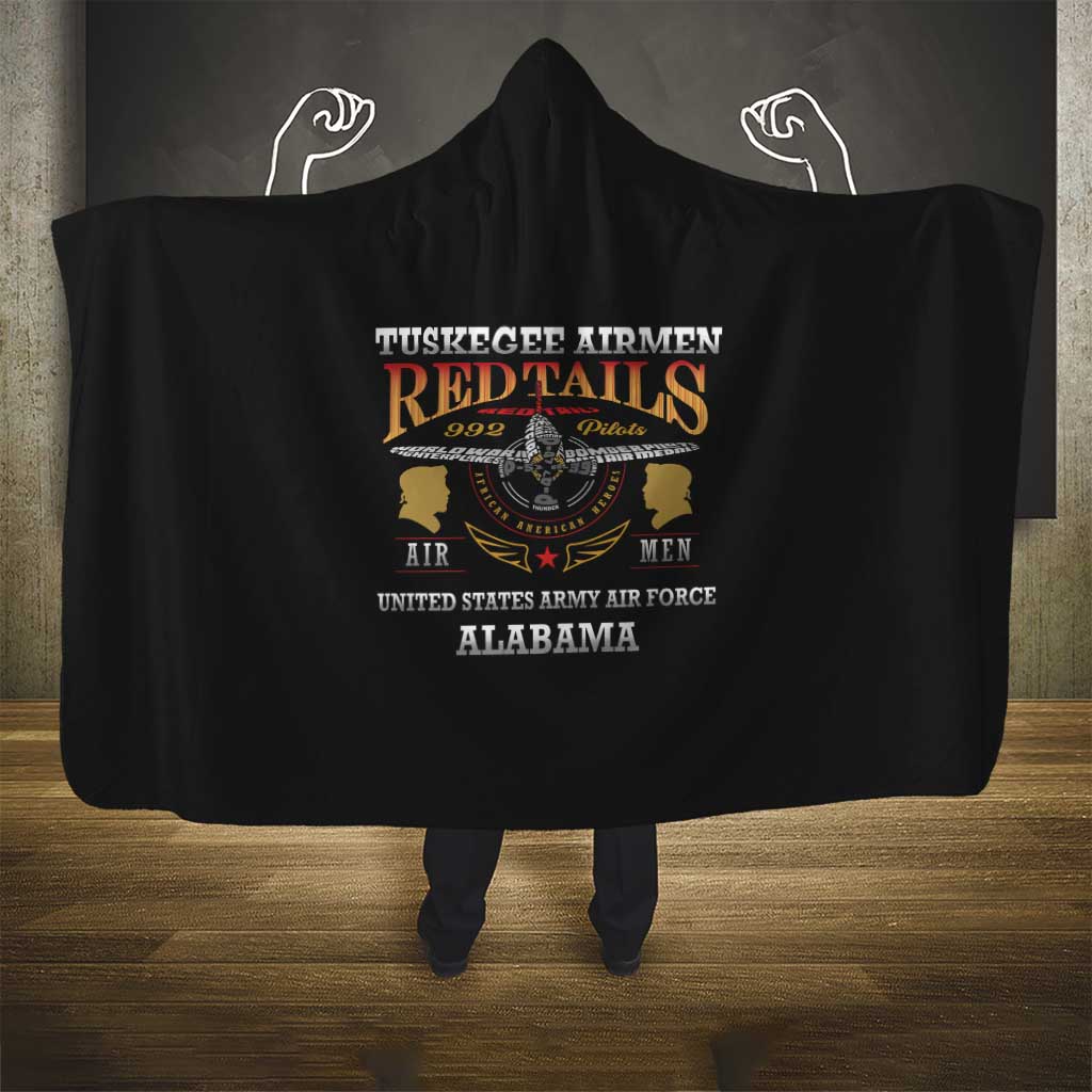 Red Tails Legacy Hooded Blanket WWII Legacy Tribute - Black Color - African Pride