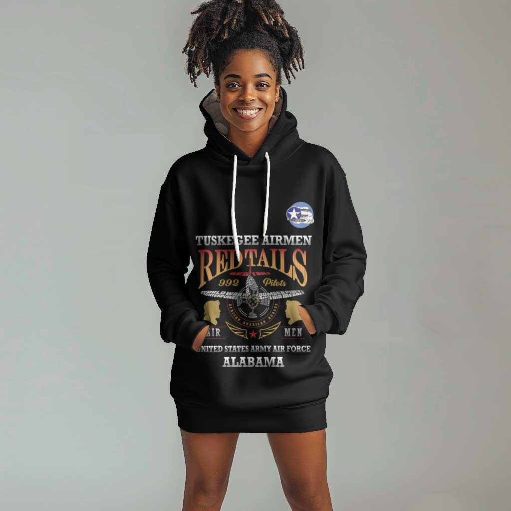 Personalized Red Tails Legacy Hoodie Dress WWII Legacy Tribute - Black Color - African Pride