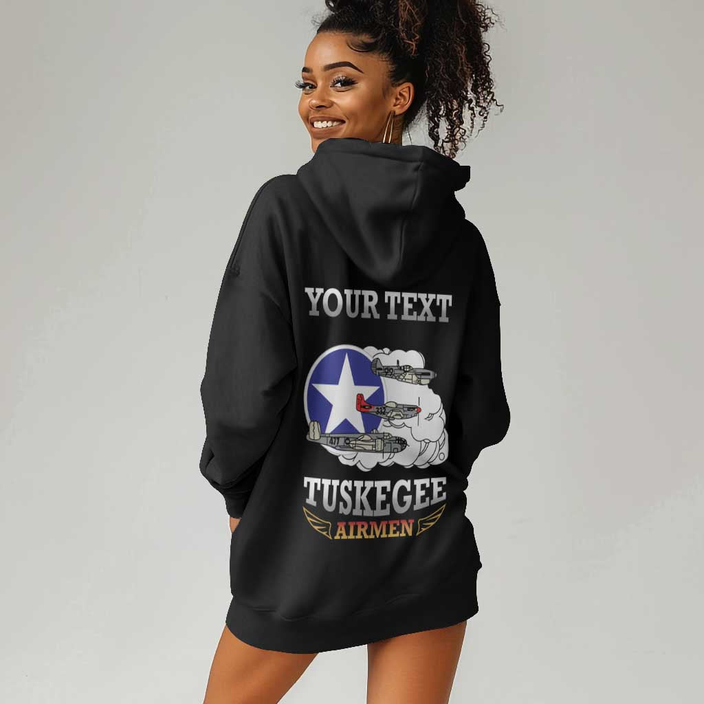 Personalized Red Tails Legacy Hoodie Dress WWII Legacy Tribute - Black Color - African Pride