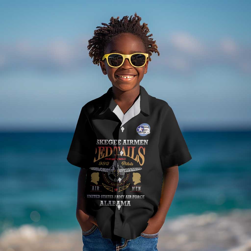 Personalized Red Tails Legacy Kid Hawaiian Shirt WWII Legacy Tribute - Black Color - African Pride