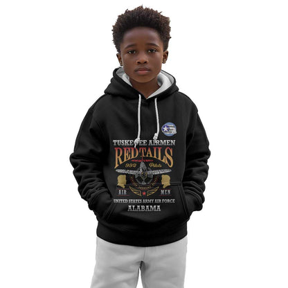 Personalized Red Tails Legacy Kid Hoodie WWII Legacy Tribute - Black Color - African Pride