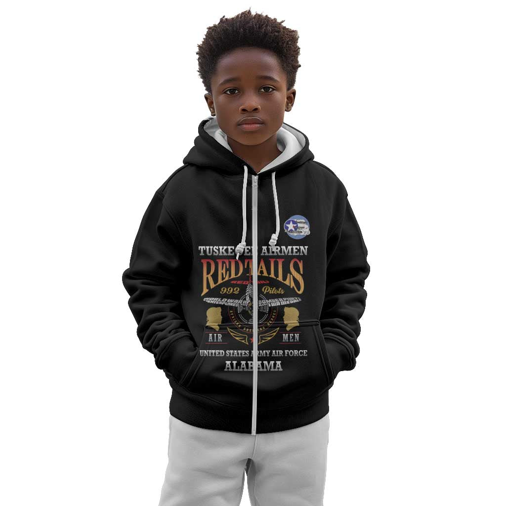 Personalized Red Tails Legacy Kid Hoodie WWII Legacy Tribute - Black Color - African Pride