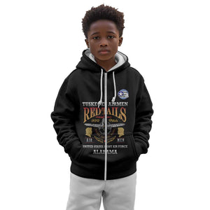 Personalized Red Tails Legacy Kid Hoodie WWII Legacy Tribute - Black Color - African Pride