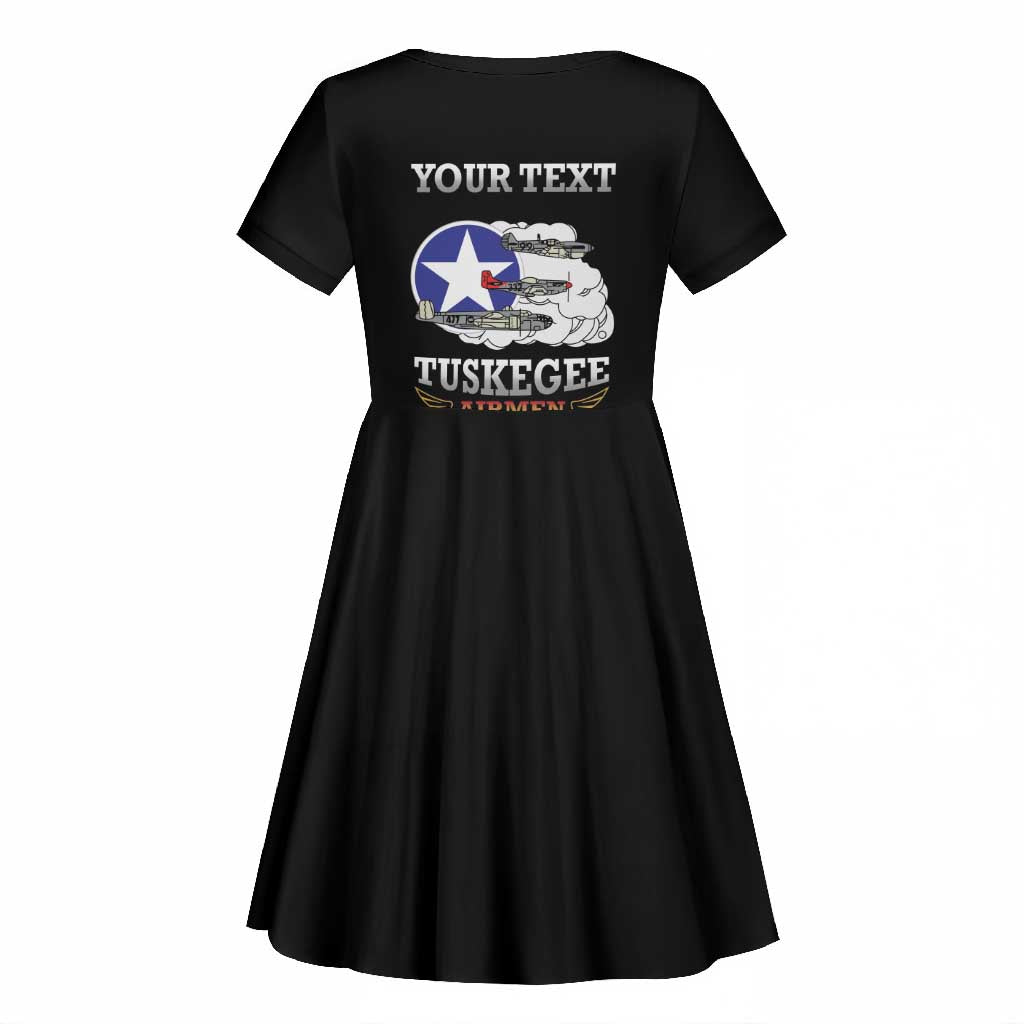Personalized Red Tails Legacy Kid Short Sleeve Dress WWII Legacy Tribute - Black Color - African Pride