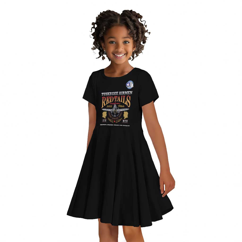 Personalized Red Tails Legacy Kid Short Sleeve Dress WWII Legacy Tribute - Black Color - African Pride