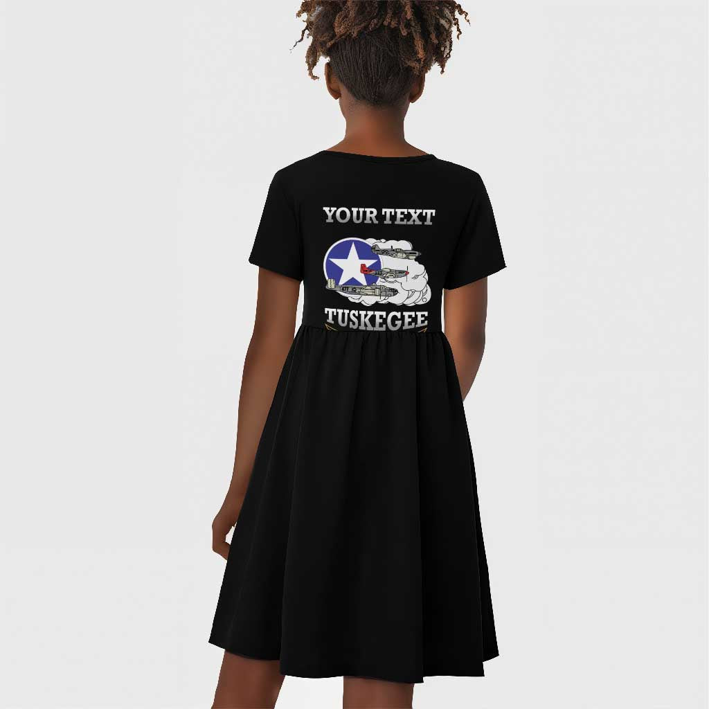 Personalized Red Tails Legacy Kid Short Sleeve Dress WWII Legacy Tribute - Black Color - African Pride