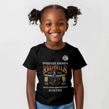 Personalized Red Tails Legacy Kid T shirt WWII Legacy Tribute - Black Color - African Pride