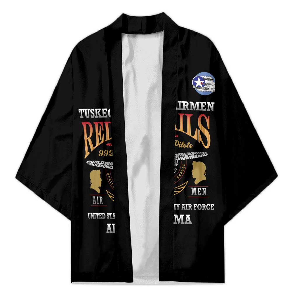 Personalized Red Tails Legacy Kimono Tuskegee Airmen WWII Heroes - Black Color