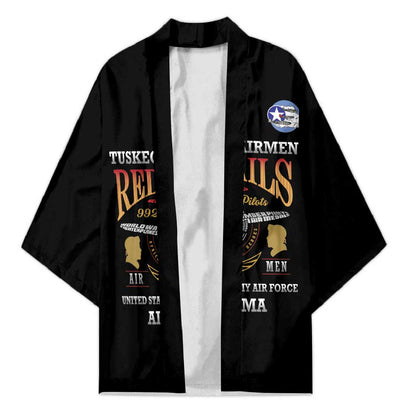 Personalized Red Tails Legacy Kimono Tuskegee Airmen WWII Heroes - Black Color