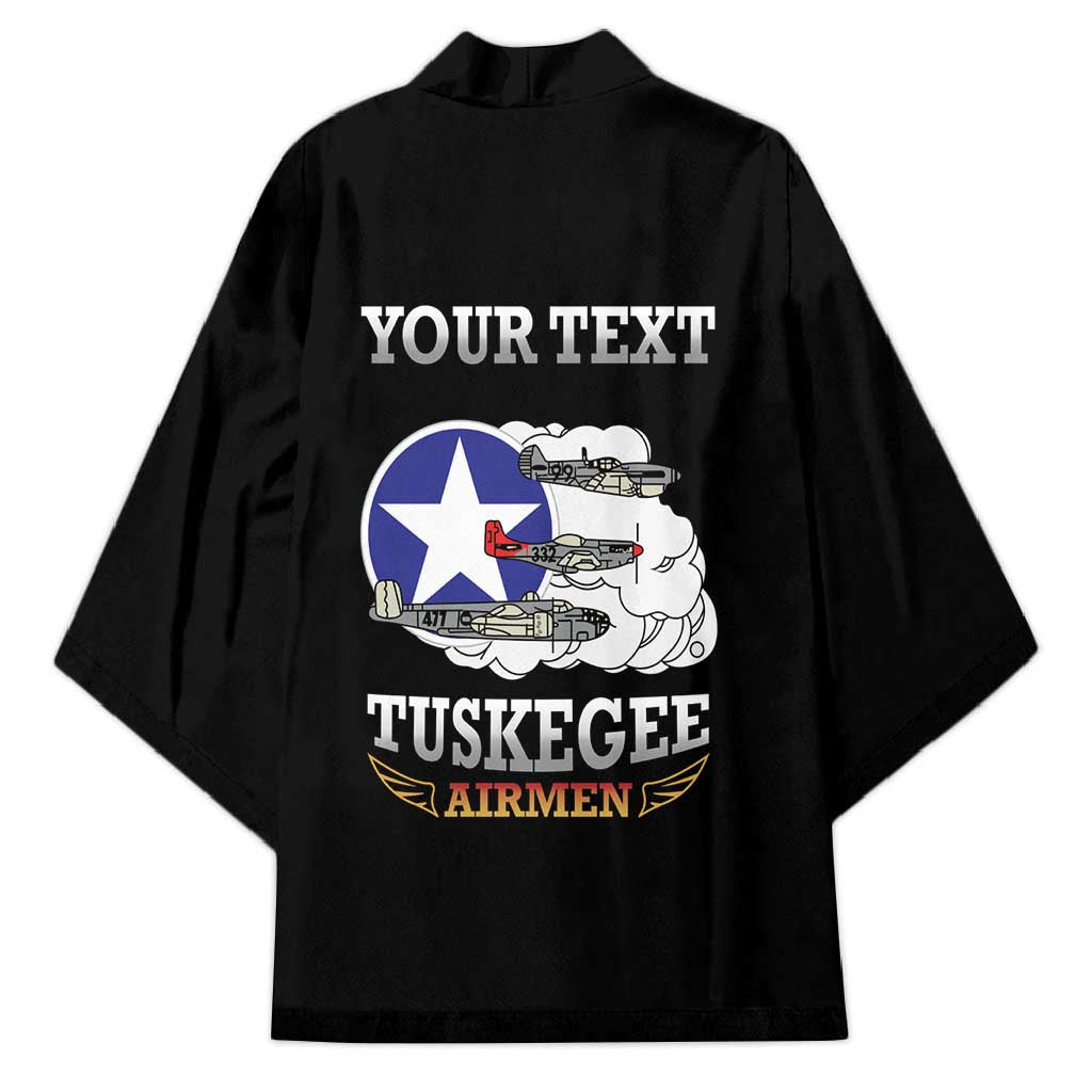 Personalized Red Tails Legacy Kimono Tuskegee Airmen WWII Heroes - Black Color