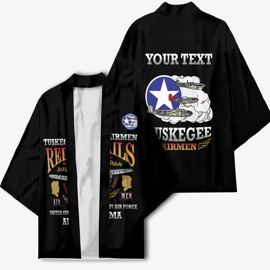 Personalized Red Tails Legacy Kimono Tuskegee Airmen WWII Heroes - Black Color