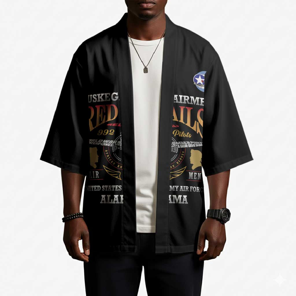 Personalized Red Tails Legacy Kimono Tuskegee Airmen WWII Heroes - Black Color