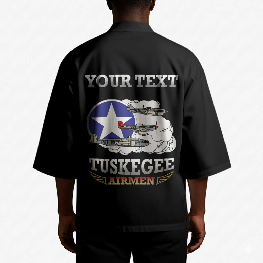Personalized Red Tails Legacy Kimono Tuskegee Airmen WWII Heroes - Black Color