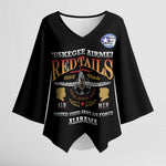 Personalized Red Tails Legacy Kimono Sleeve Blouse Tuskegee Airmen WWII Heroes - Black Color