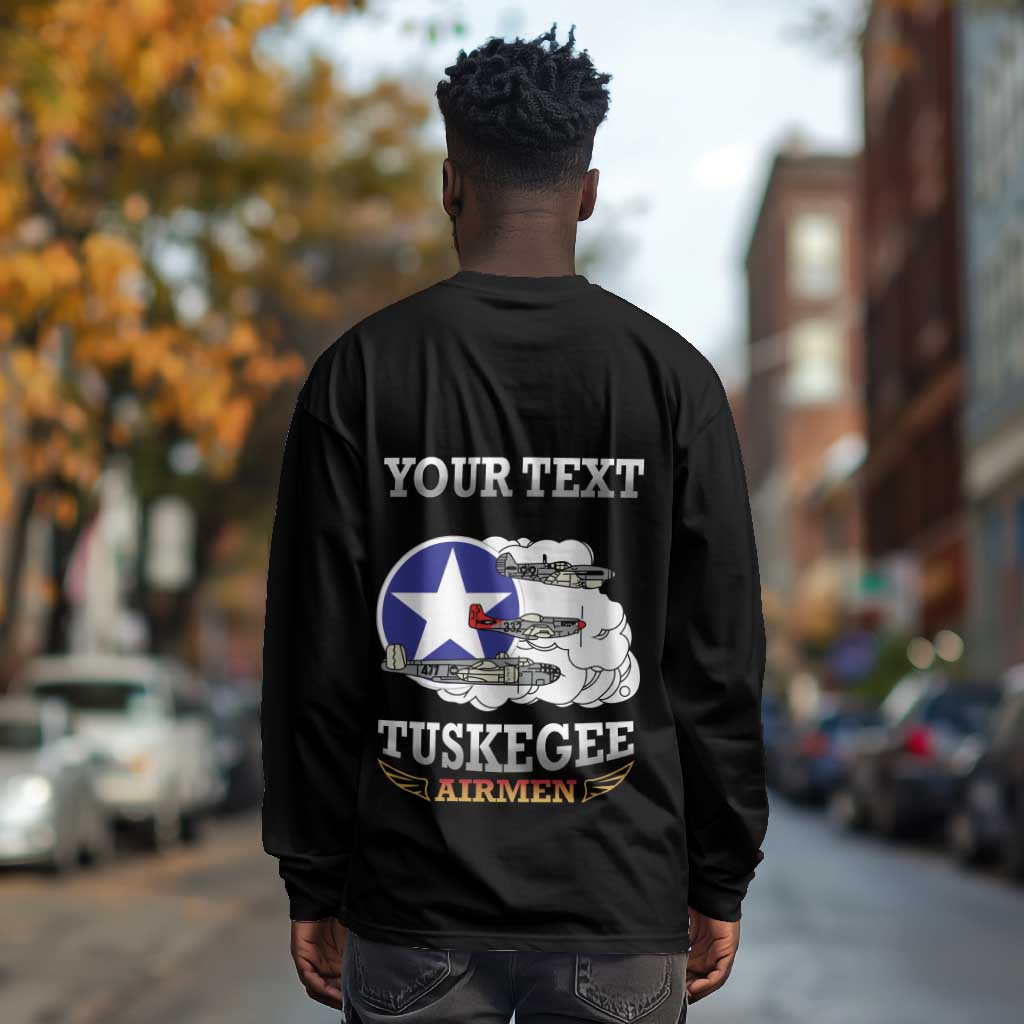 Personalized Red Tails Legacy Long Sleeve Shirt WWII Legacy Tribute - Black Color - African Pride