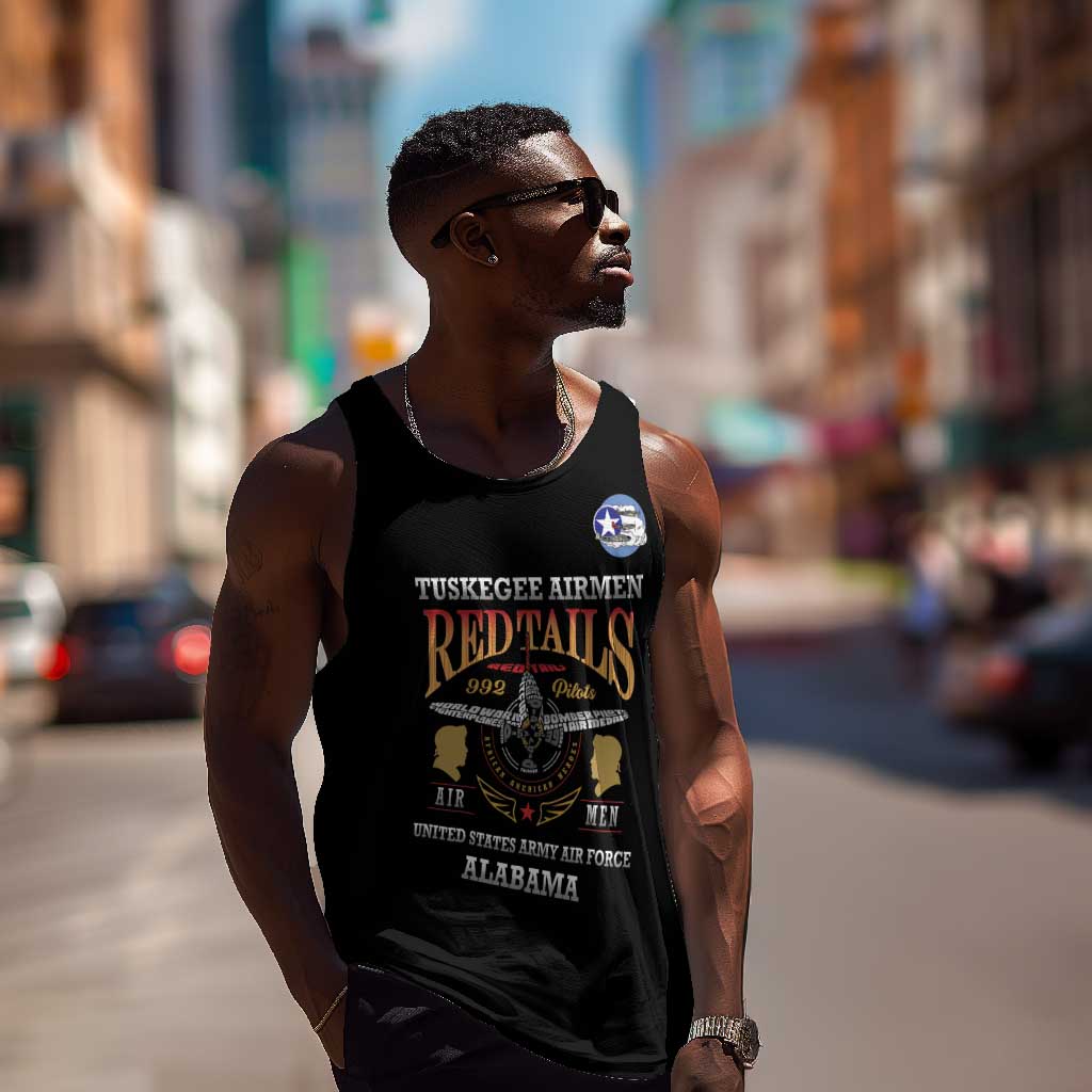 Personalized Red Tails Legacy Men Tank Top WWII Legacy Tribute - Black Color - African Pride