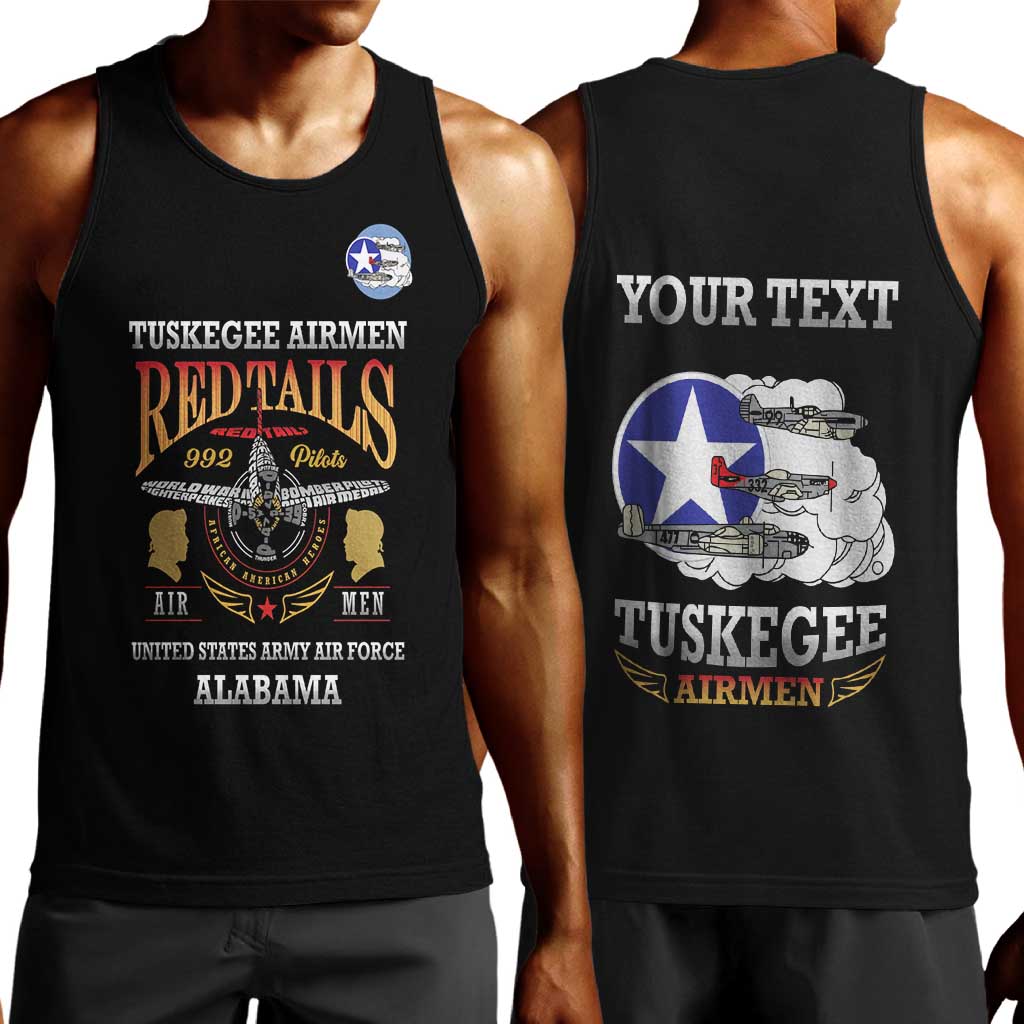 Personalized Red Tails Legacy Men Tank Top WWII Legacy Tribute - Black Color - African Pride