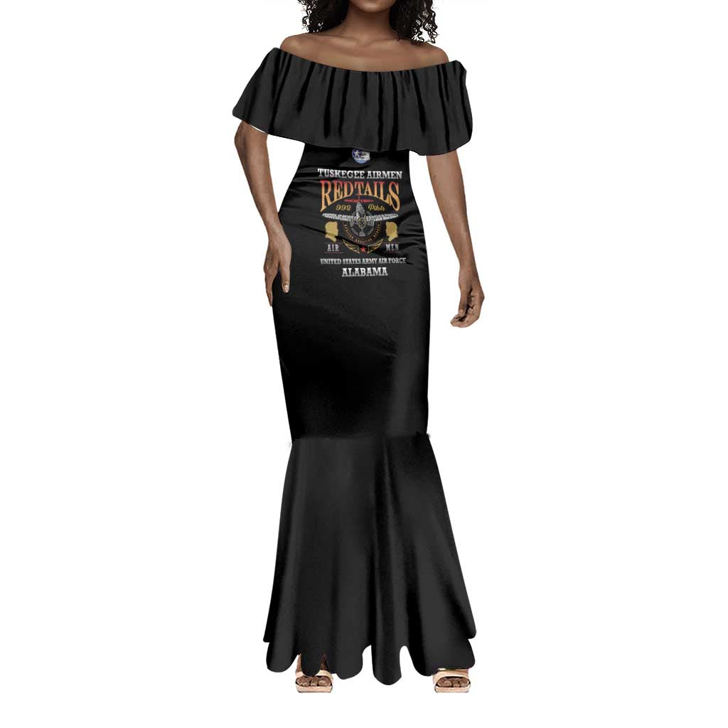 Personalized Red Tails Legacy Mermaid Dress WWII Legacy Tribute - Black Color - African Pride
