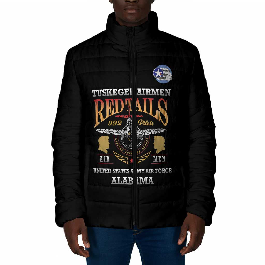 Personalized Red Tails Legacy Padded Jacket Tuskegee Airmen WWII Heroes - Black Color