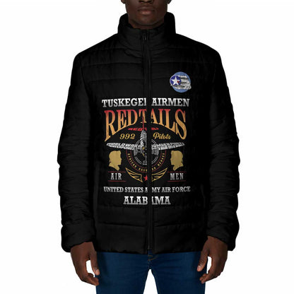 Personalized Red Tails Legacy Padded Jacket Tuskegee Airmen WWII Heroes - Black Color