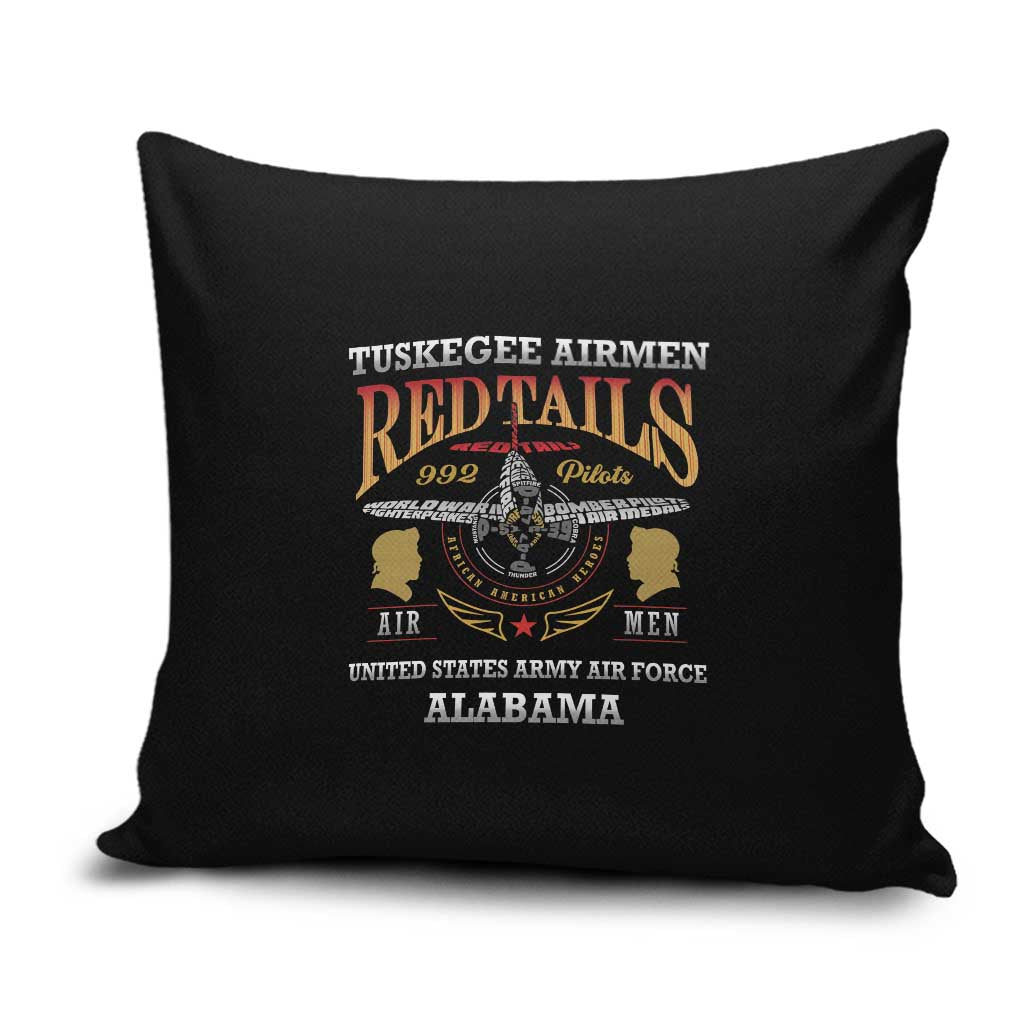 Red Tails Legacy Pillow Cover Tuskegee Airmen WWII Heroes - Black Color