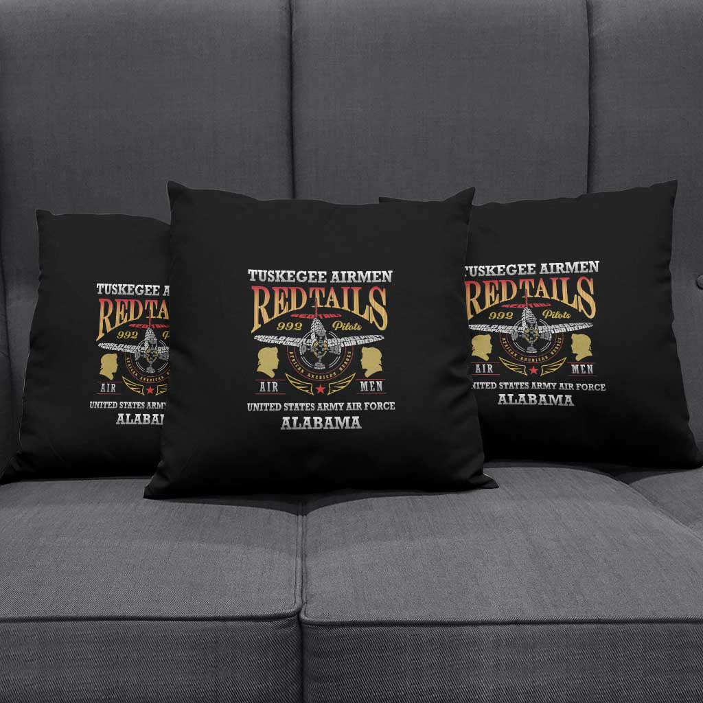Red Tails Legacy Pillow Cover Tuskegee Airmen WWII Heroes - Black Color