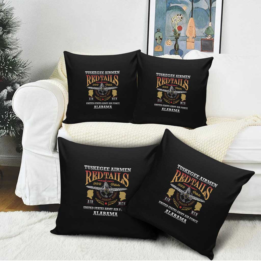 Red Tails Legacy Pillow Cover Tuskegee Airmen WWII Heroes - Black Color
