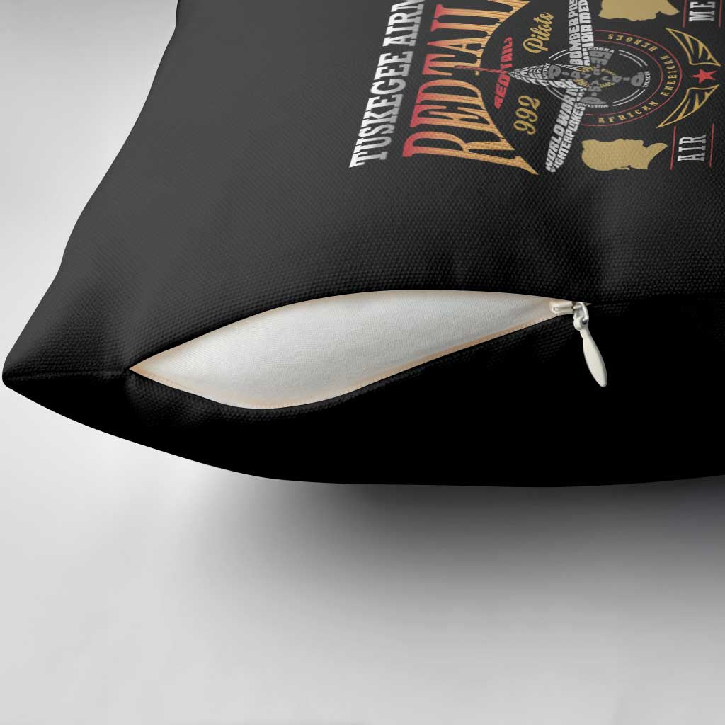 Red Tails Legacy Pillow Cover Tuskegee Airmen WWII Heroes - Black Color
