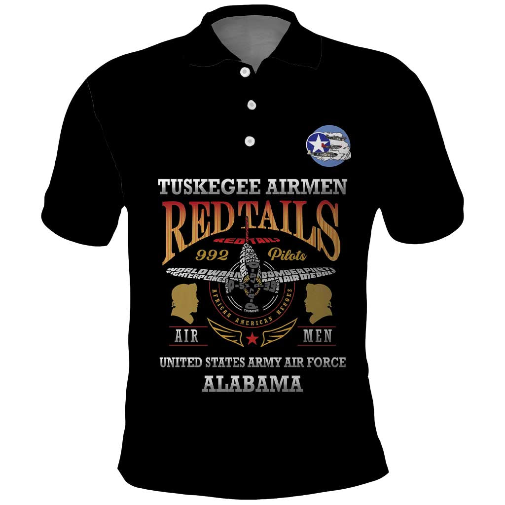 Personalized Red Tails Legacy Polo Shirt WWII Legacy Tribute - Black Color - African Pride