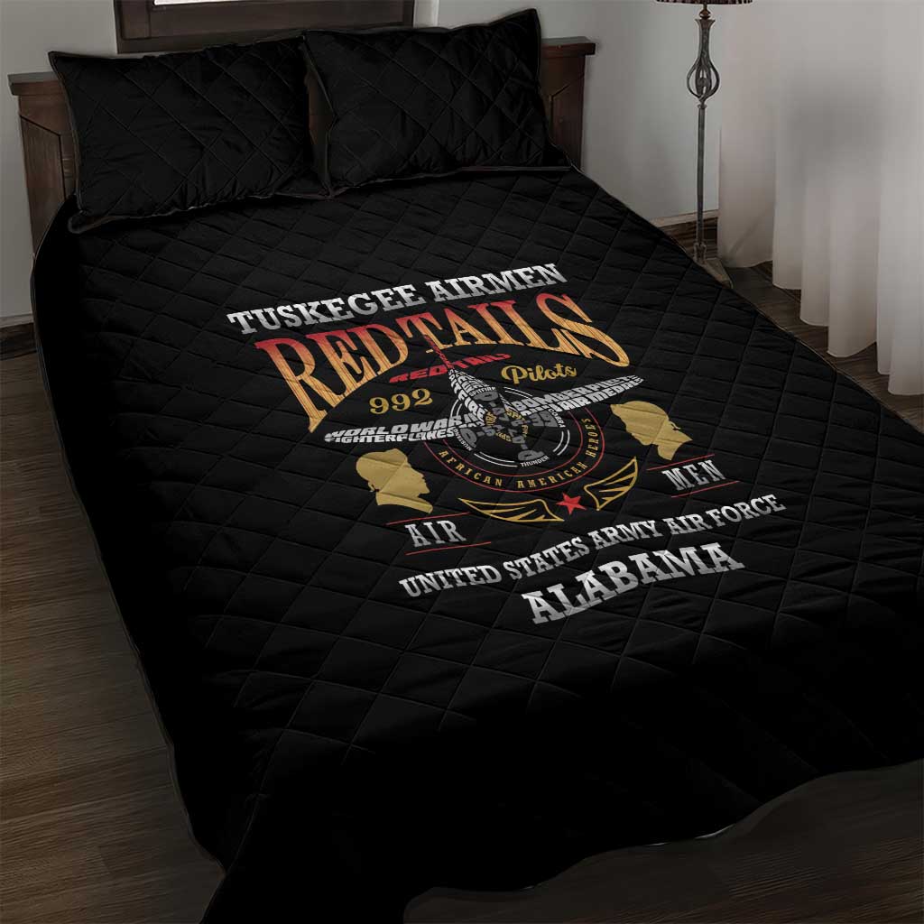 Red Tails Legacy Quilt Bed Set WWII Legacy Tribute - Black Color - African Pride