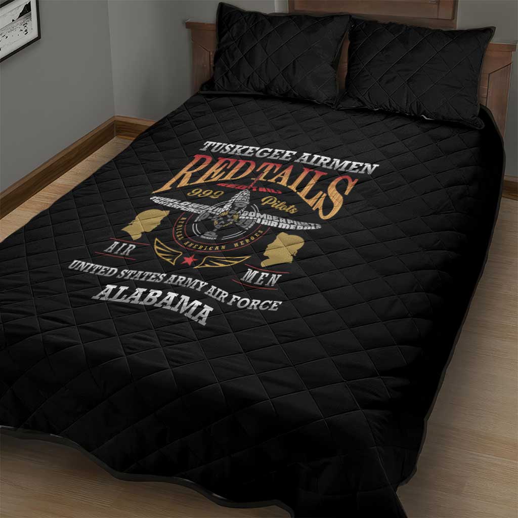 Red Tails Legacy Quilt Bed Set WWII Legacy Tribute - Black Color - African Pride