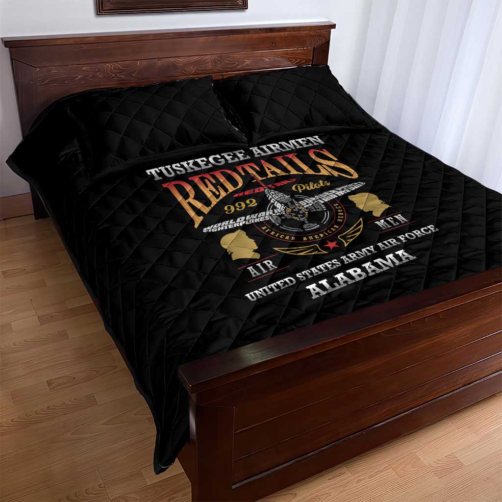 Red Tails Legacy Quilt Bed Set WWII Legacy Tribute - Black Color - African Pride