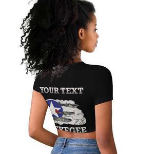 Personalized Red Tails Legacy Raglan Cropped T shirt WWII Legacy Tribute - Black Color - African Pride