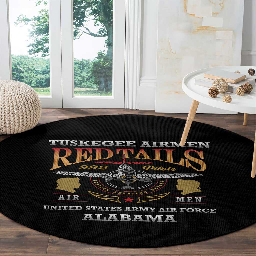 Red Tails Legacy Round Carpet WWII Legacy Tribute - Black Color - African Pride