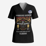 Personalized Red Tails Legacy Scrub Top Tuskegee Airmen WWII Heroes - Black Color - African Pride
