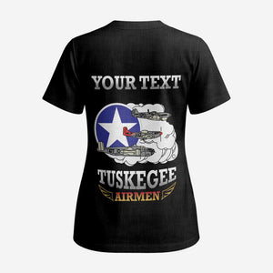Personalized Red Tails Legacy Scrub Top Tuskegee Airmen WWII Heroes - Black Color - African Pride