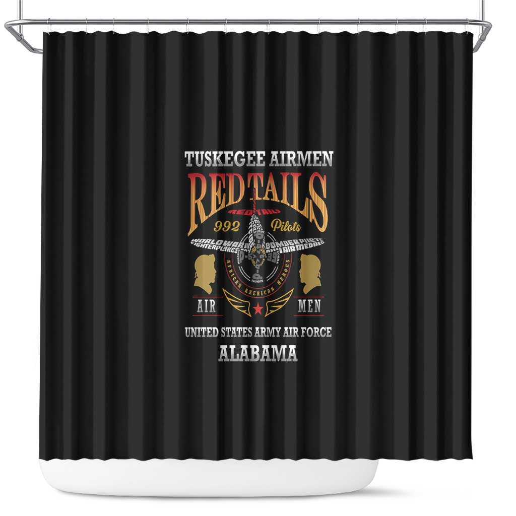 Red Tails Legacy Shower Curtain WWII Legacy Tribute - Black Color - African Pride