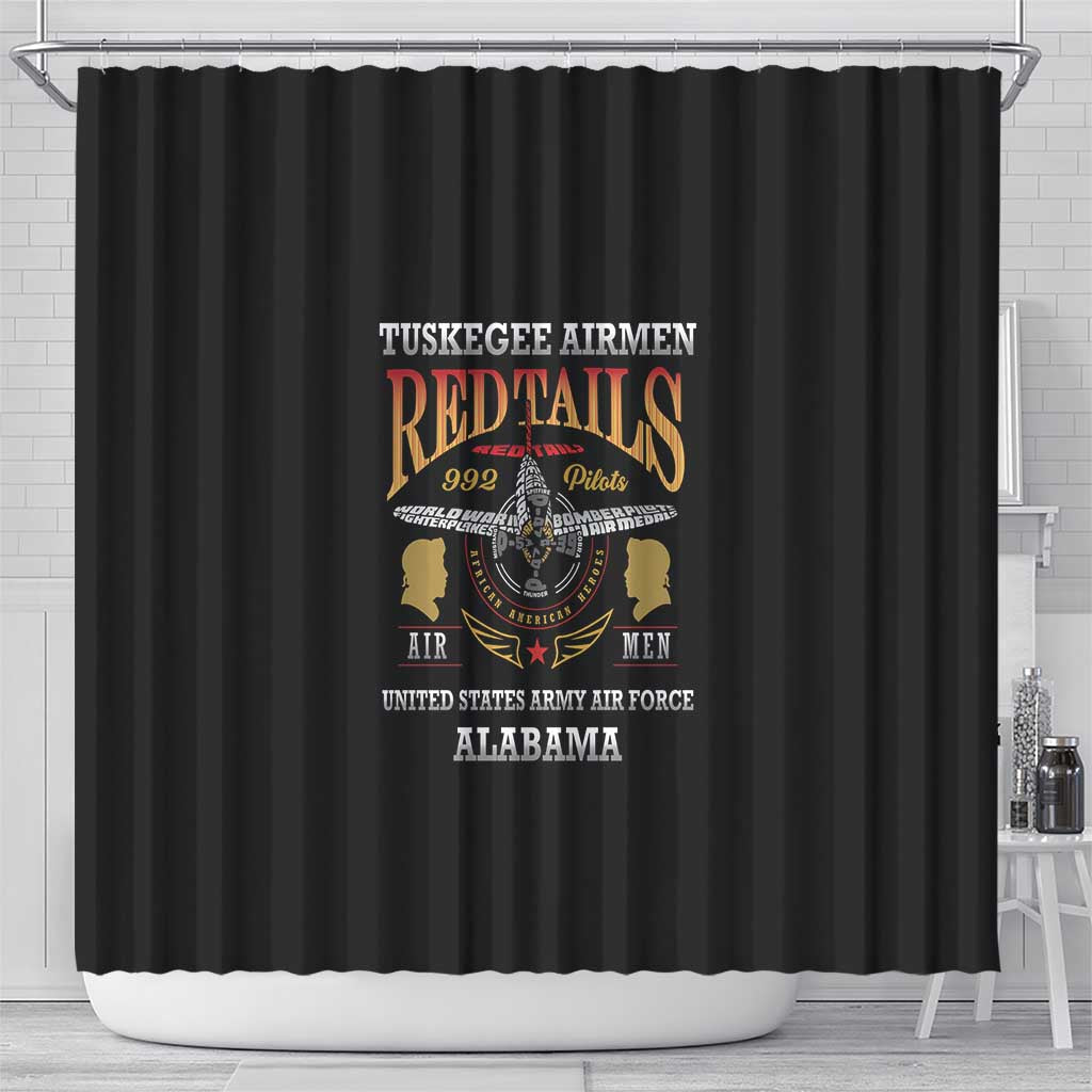 Red Tails Legacy Shower Curtain WWII Legacy Tribute - Black Color - African Pride