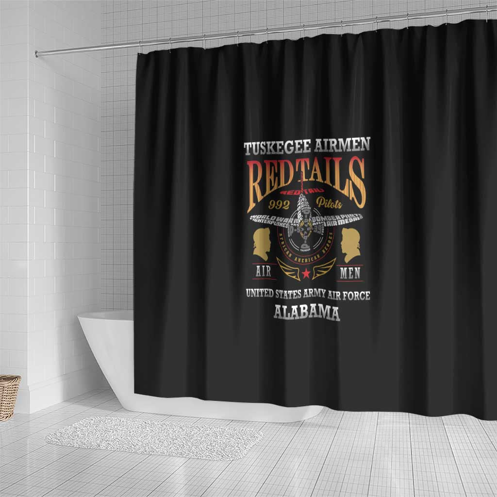 Red Tails Legacy Shower Curtain WWII Legacy Tribute - Black Color - African Pride