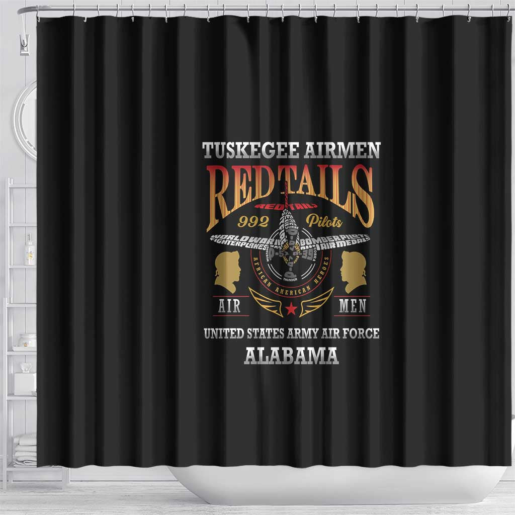 Red Tails Legacy Shower Curtain WWII Legacy Tribute - Black Color - African Pride