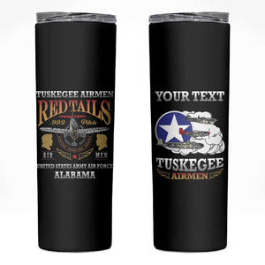 Personalized Red Tails Legacy Skinny Tumbler WWII Legacy Tribute - Black Color - African Pride
