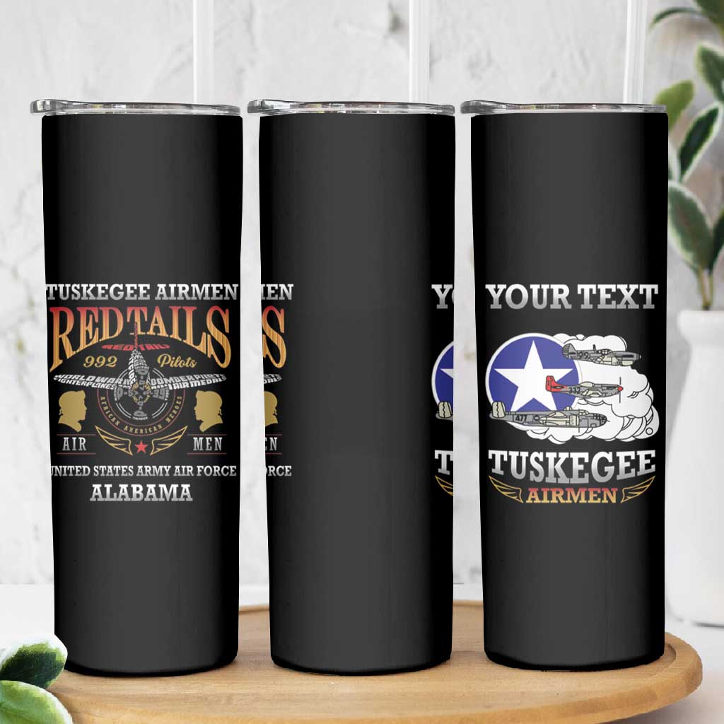 Personalized Red Tails Legacy Skinny Tumbler WWII Legacy Tribute - Black Color - African Pride