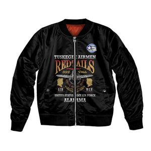 Personalized Red Tails Legacy Sleeve Zip Bomber Jacket WWII Legacy Tribute - Black Color - African Pride