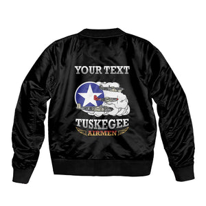 Personalized Red Tails Legacy Sleeve Zip Bomber Jacket WWII Legacy Tribute - Black Color - African Pride