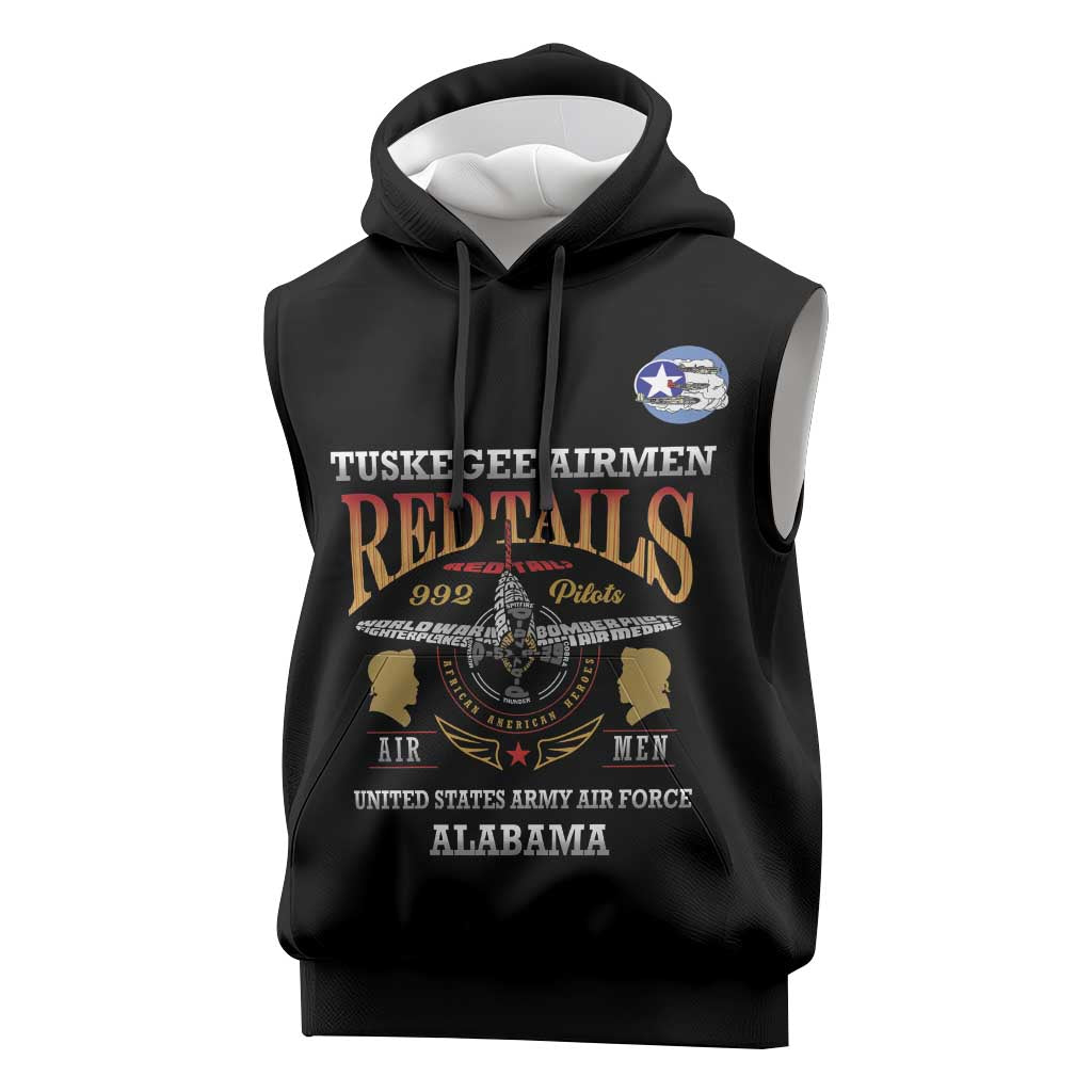 Personalized Red Tails Legacy Sleeveless Hoodie WWII Legacy Tribute - Black Color - African Pride