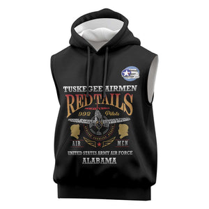 Personalized Red Tails Legacy Sleeveless Hoodie WWII Legacy Tribute - Black Color - African Pride
