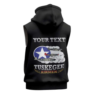 Personalized Red Tails Legacy Sleeveless Hoodie WWII Legacy Tribute - Black Color - African Pride