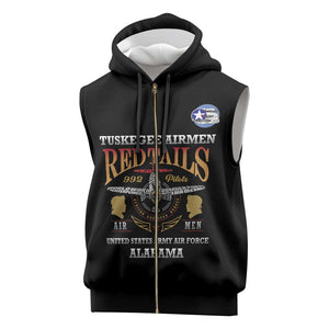 Personalized Red Tails Legacy Sleeveless Zip Hoodie WWII Legacy Tribute - Black Color - African Pride